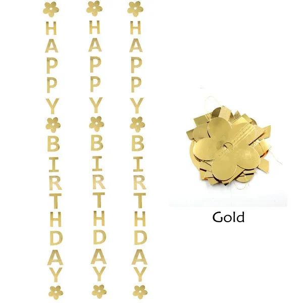 Gold 1 шт DIY золотые/серебряные/красочные бумажные флаги с надписью Happy birthday гирлянды баннеры буквы гирлянды для детей день рождения украшения - Цвет: Gold