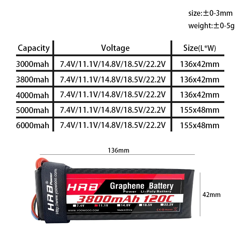 HRB Графен 3S Lipo батарея 11,1 V 5000mah 6000mah 4000mah 3800mah 3000mah 2S 7,4 V 4S 14,8 V 5S 6S 22,2 V RC части для самолетов XT60