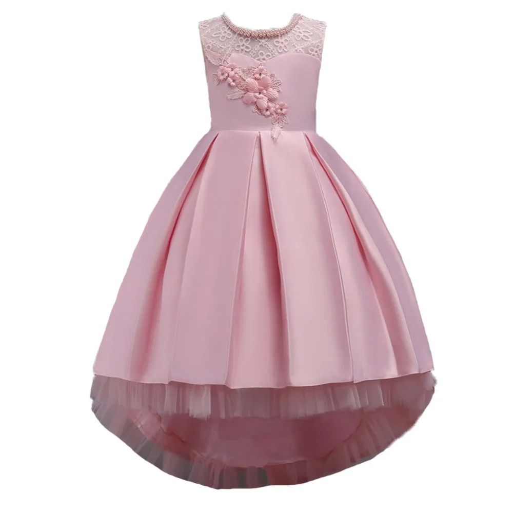 LCJMMO Flower Girls Dresses For Party And Wedding Sleeveless Lace Short Front Long Back Children Princess Formal Dress 3-12Years | Детская
