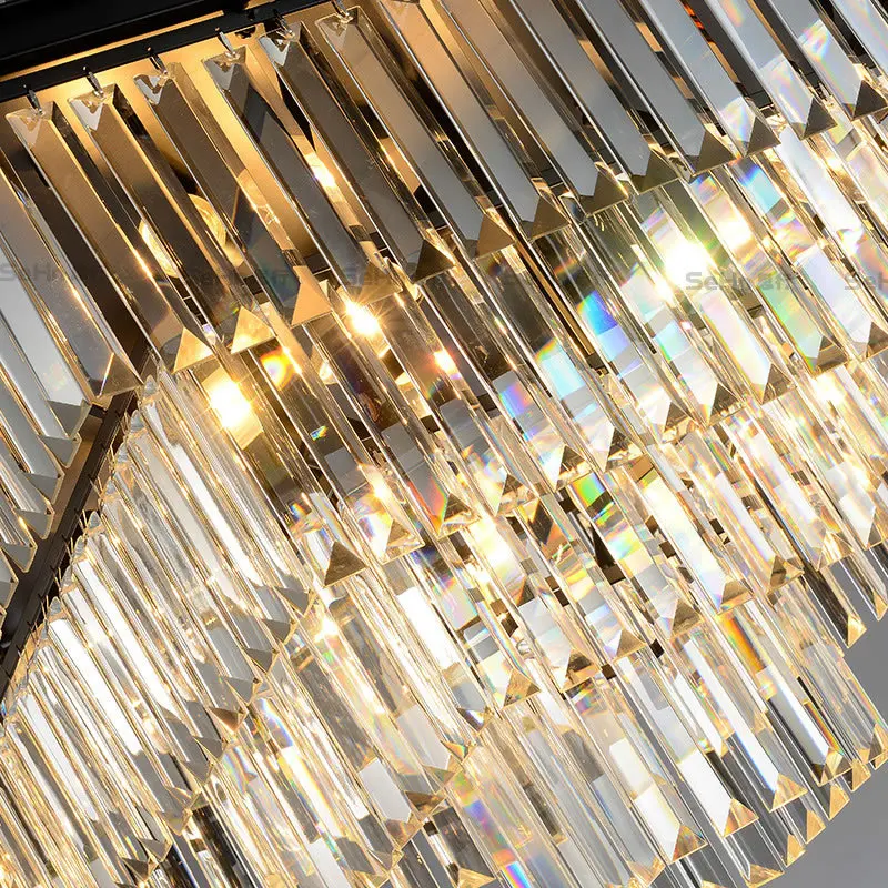 Современная квадратная хрустальная люстра светильник с прозрачным кристаллом