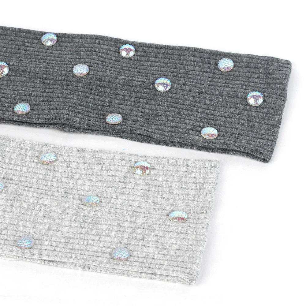 

2019 Boho Women Wide Flat Headband Female Cotton Ribbed Hairband Striped Turban Colorful Fish Scale Head Wrap Party Accessories