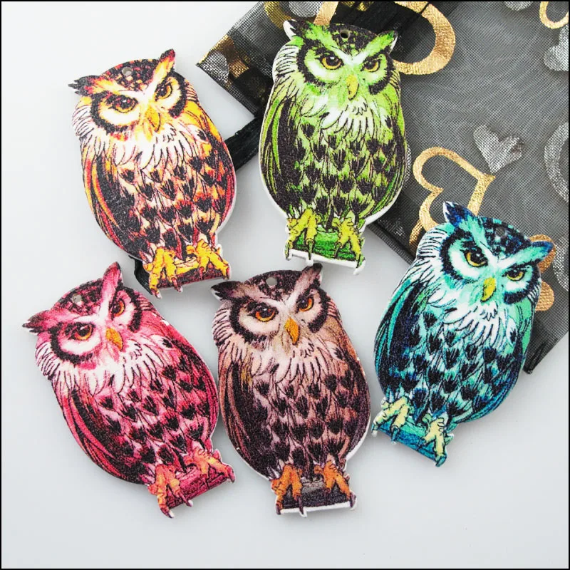 Два кольца в одном 12 шт./набор смешанные Ремесло Деревянные Животные подвеска