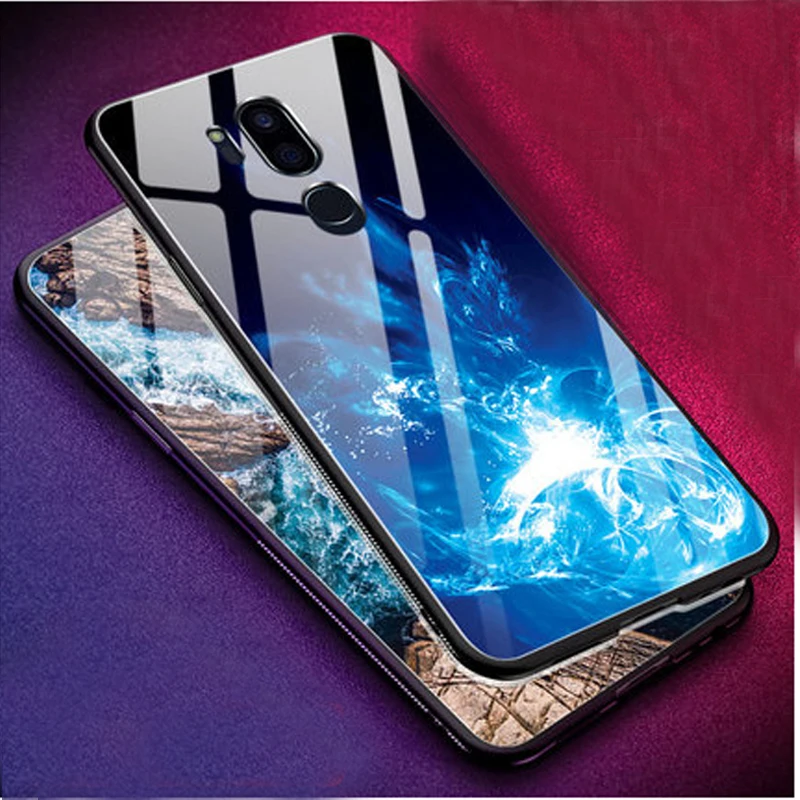 For LG G7 Thin Q Case cover Tempered glass Back Cover OPPOF9 case ThinQ G710 Starry Stained Glass Phone | Мобильные телефоны и
