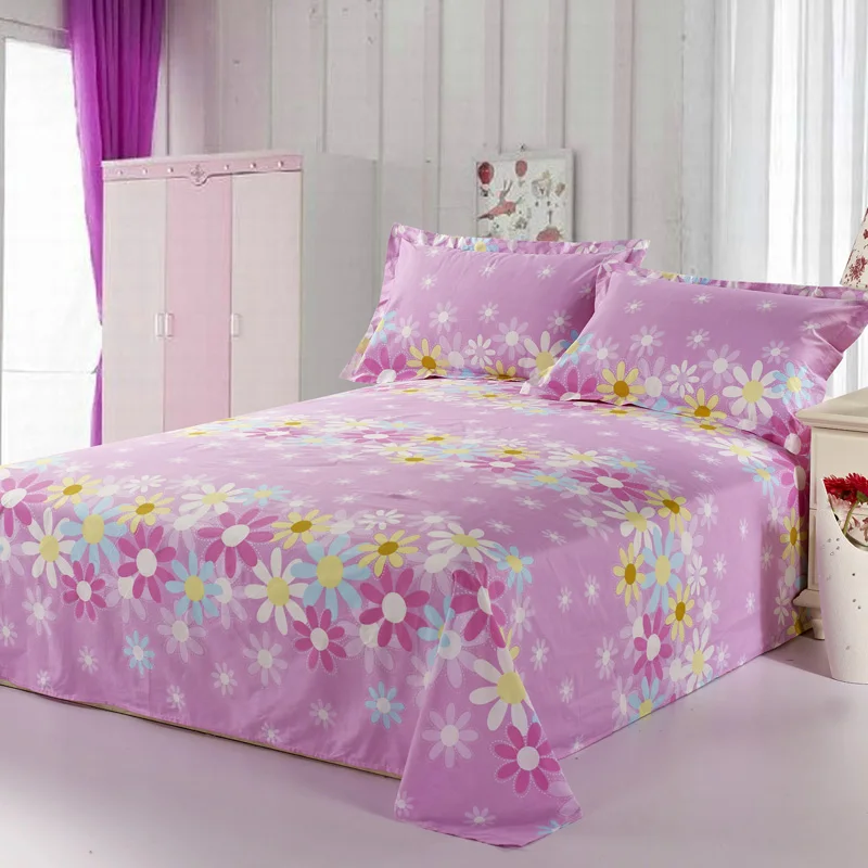 100% Cotton Home Flowers Bedding Flat Sheet Coverlet Coverlid Queen King Size Bed | Дом и сад