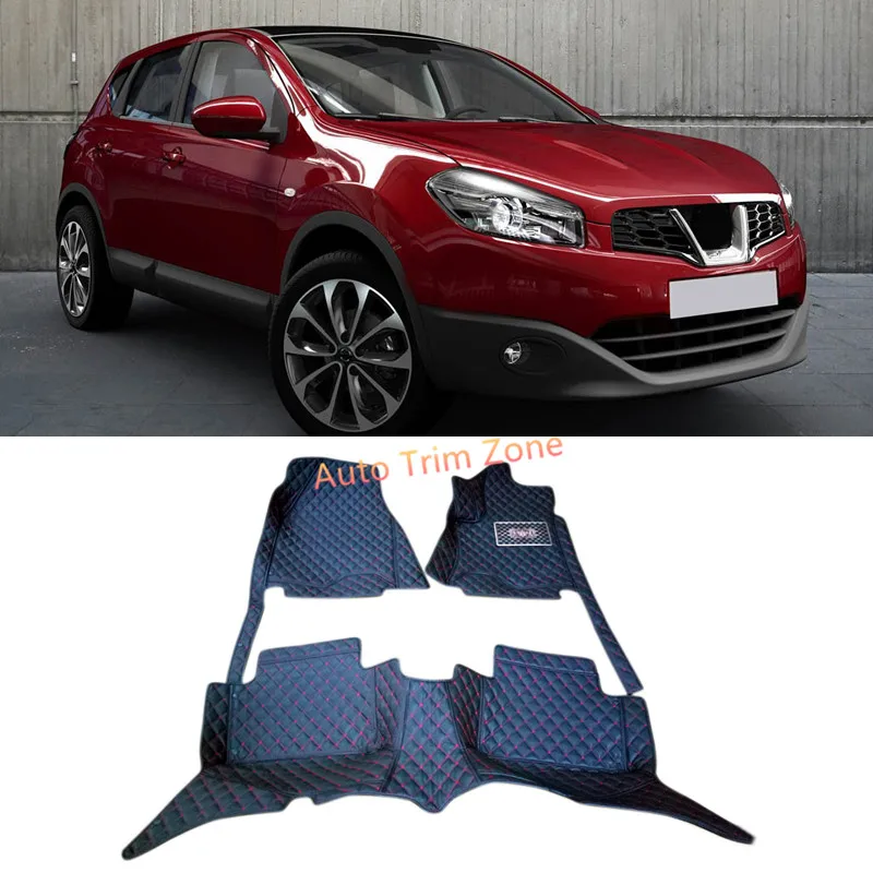 Интерьерные черные кожаные коврики и ковры для Nissan Qashqai/Dualis 2008-2013 J10
