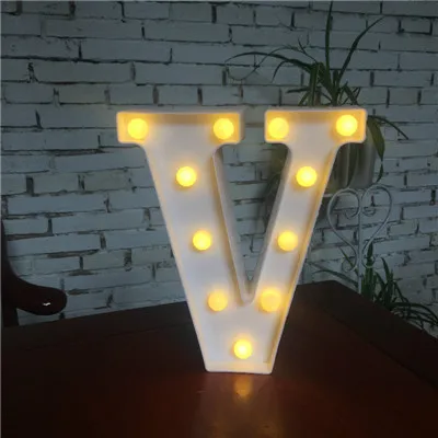V DIY белый светодиодный ночник с буквенным принтом, креативный Английский алфавит, номер батареи, лампа для романтической свадебной вечеринки, Рождества, домашнего декора стен - Цвет: V