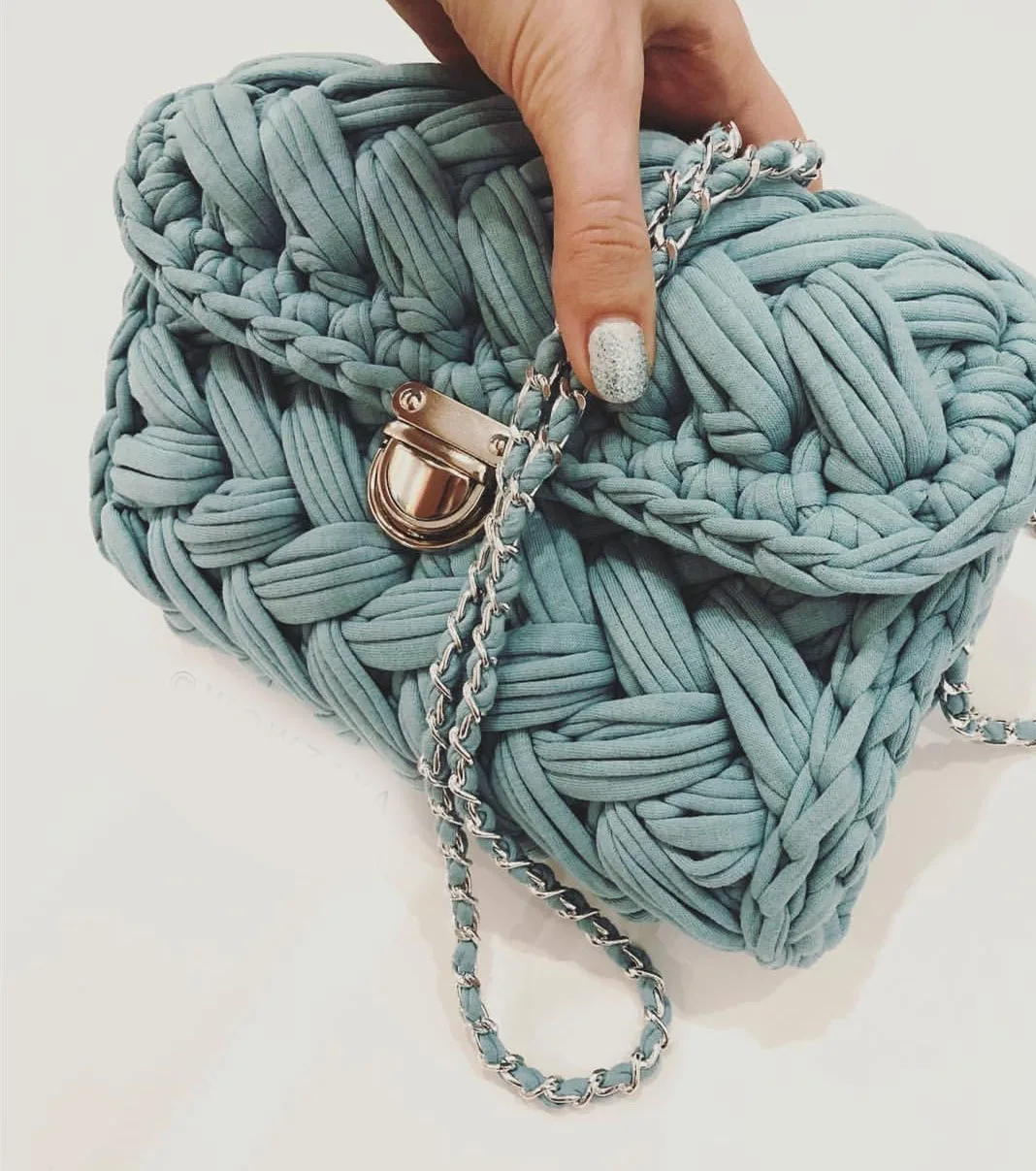 Дизайнерские женские хлопковые вязаные миниатюрные сумки через плечо Новое