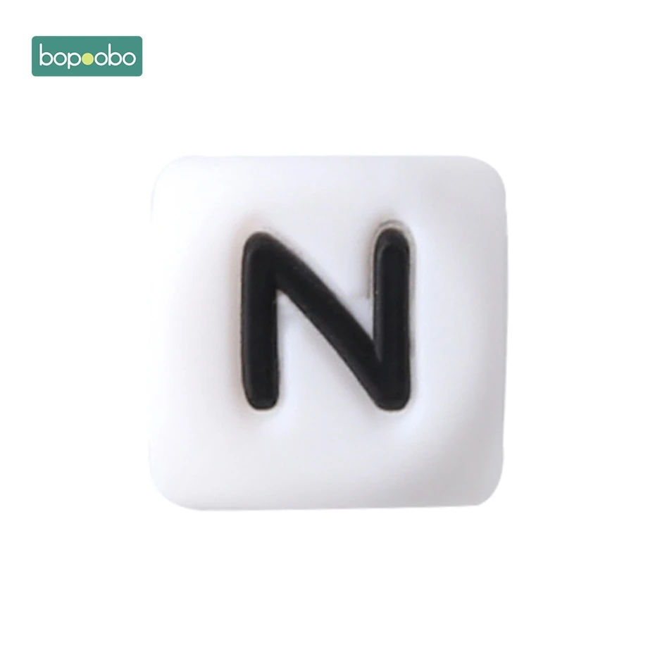 Letter N Bopobo 10 шт., силиконовые бусины-прорезыватели для грызунов для малышей, силиконовые бусины-прорезыватели с жемчугом, 10 мм, Детские Силиконовые Бусины-прорезыватели - Цвет: Letter N