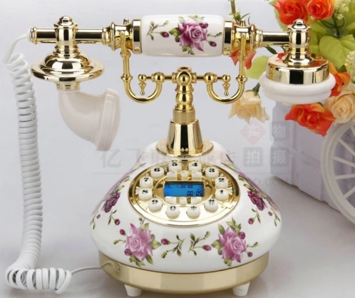 Старинный старинный телефон в рустикальном стиле/свободные руки/синяя