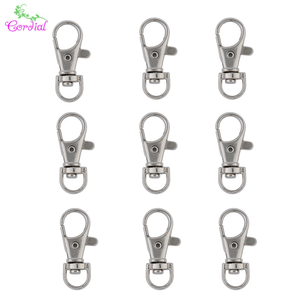 

Fashion Ring Jewelry Accessories 30pcs 37*16mm Rhodium Color Lobster Clasps Hooks Jewelry Findings Key Chain Clasps For Bracelet