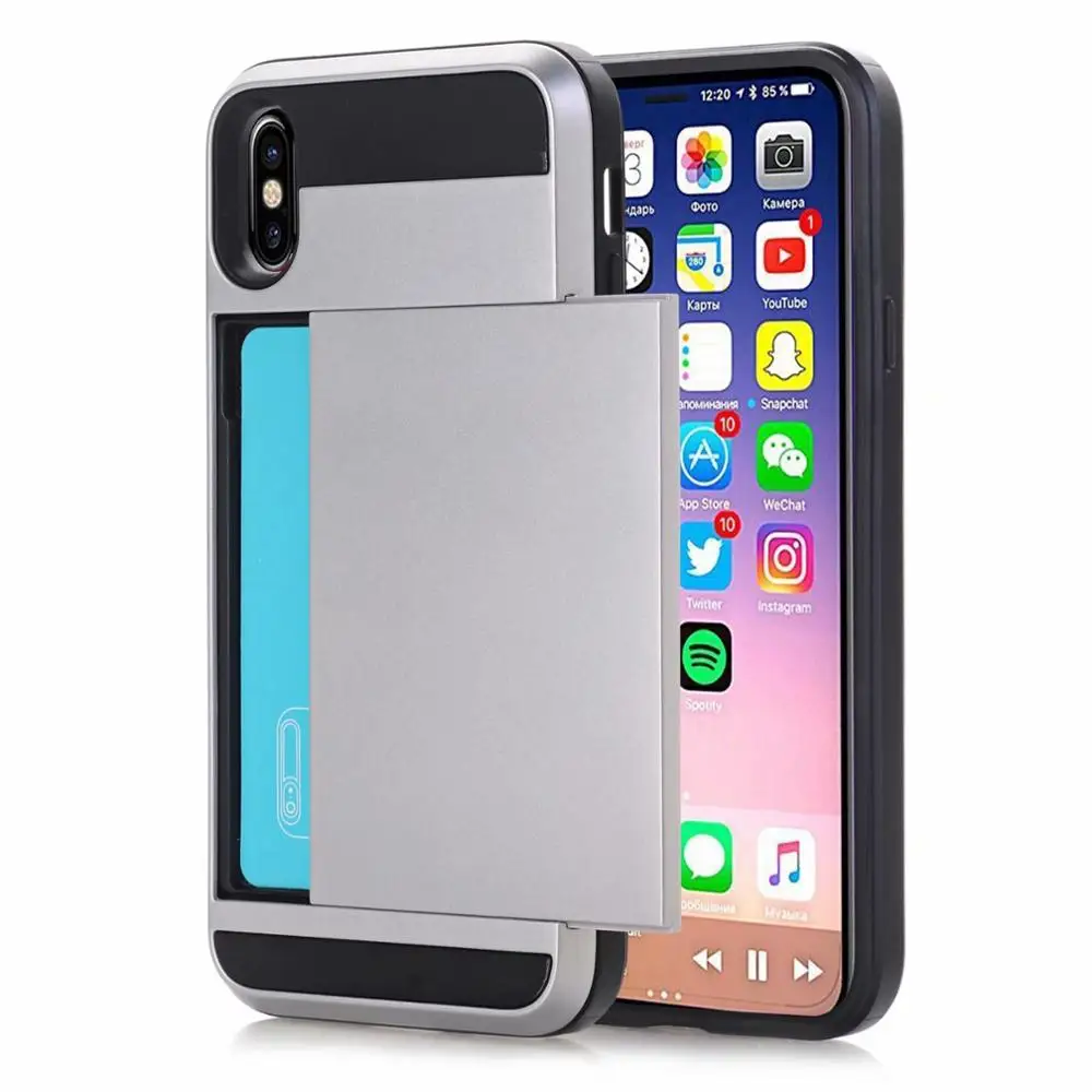 Гибридный армированный чехол из ТПУ для iPhone XS Max XR X чехол-бумажник Samsung S10 Plus Note 9