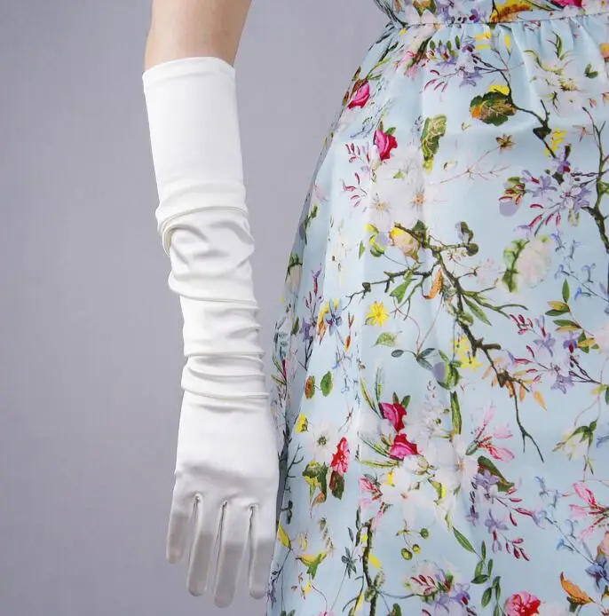 

Women's long elastic satin glove lady's elegant fashion sunscreen glove 55cm R266