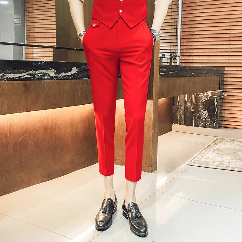 

Wedding Sets for Men Slim Seven-point Sleeve Suit Men's Hairdresser Costume Double Boutonnage Homme