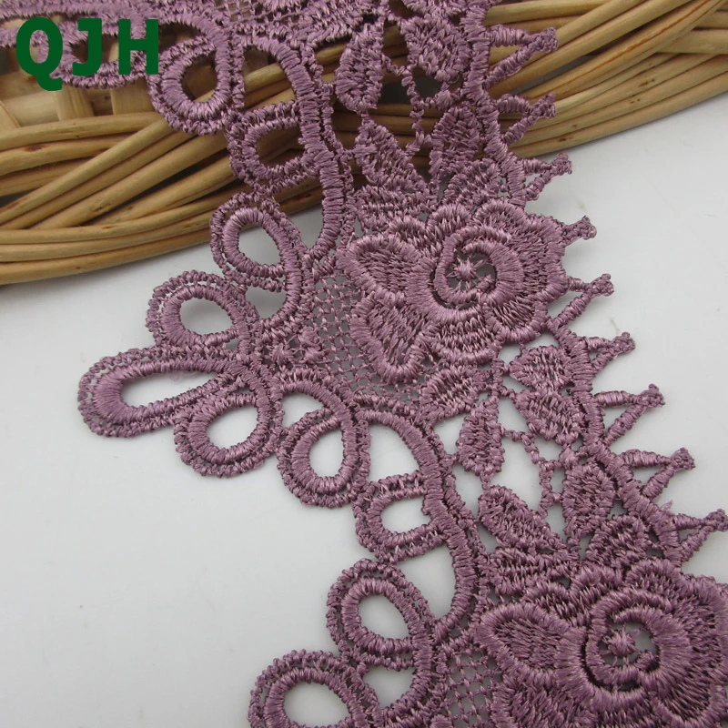 

Crown flower water soluble embroidery lace trim 1 yard 8cm width polyester ribbon for Garment,Curtain decoration accessories