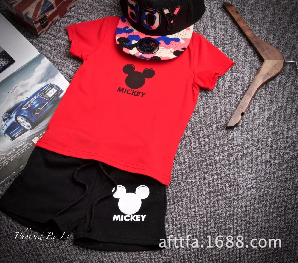 Новая летняя хлопковая футболка с короткими рукавами и рисунком Микки для