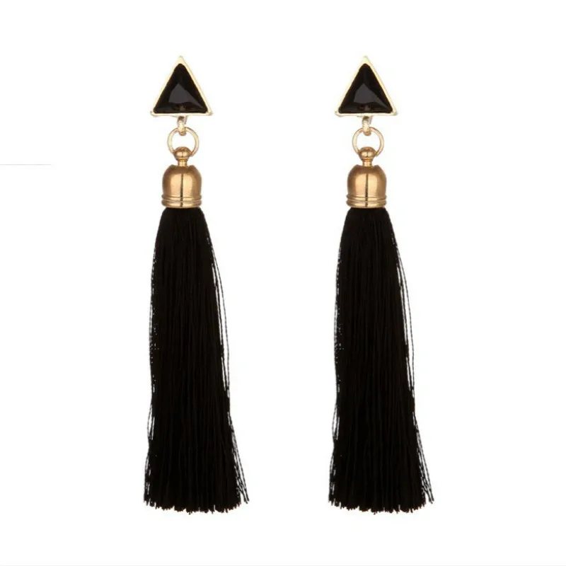 Винтажные длинные висячие серьги с бахромой роскошные треугольные Висячие для