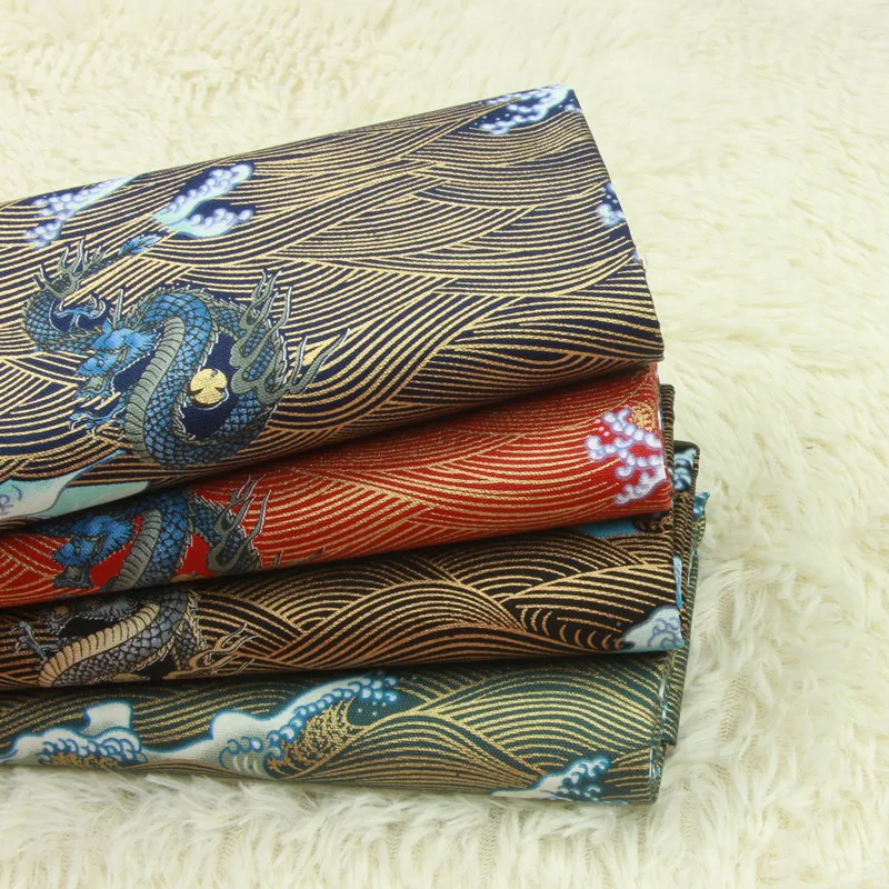 

New high quality thick cotton fabric Dragon Sea wave printing fabrics Handmade DIY patchwork bag fabrics for patchwork
