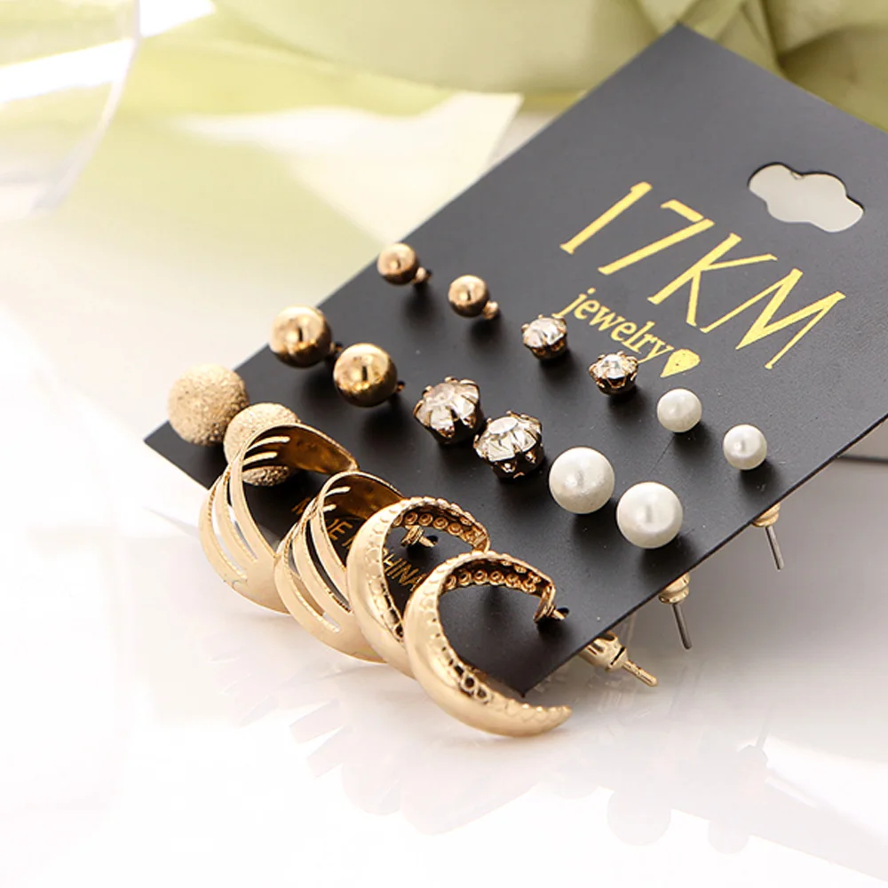 9 пар модные простые серьги набор Персонализированные hipster Простой уха jewelry