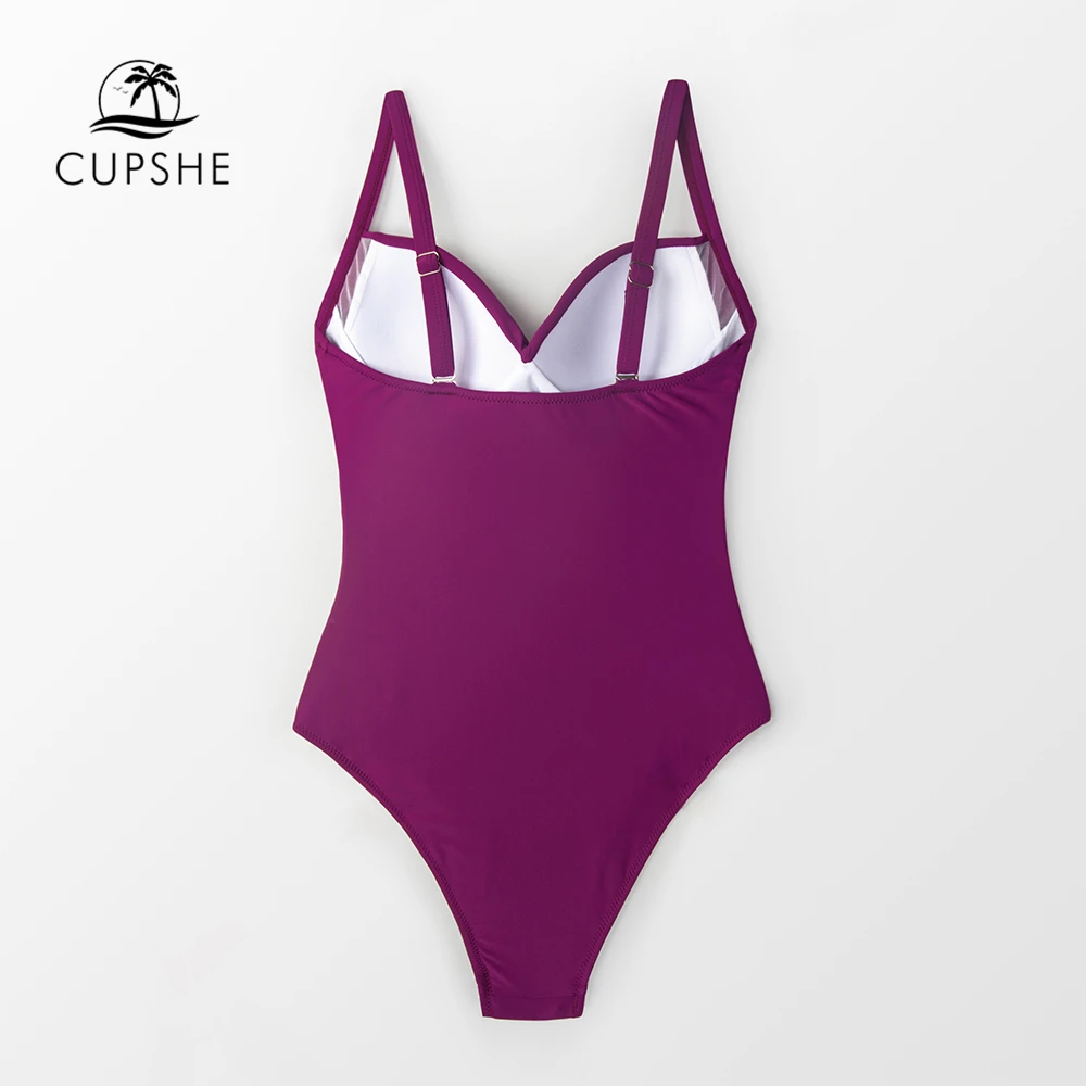 CUPSHE цельный слитный купальник с рюшами однотонный женский сексуальный Монокини