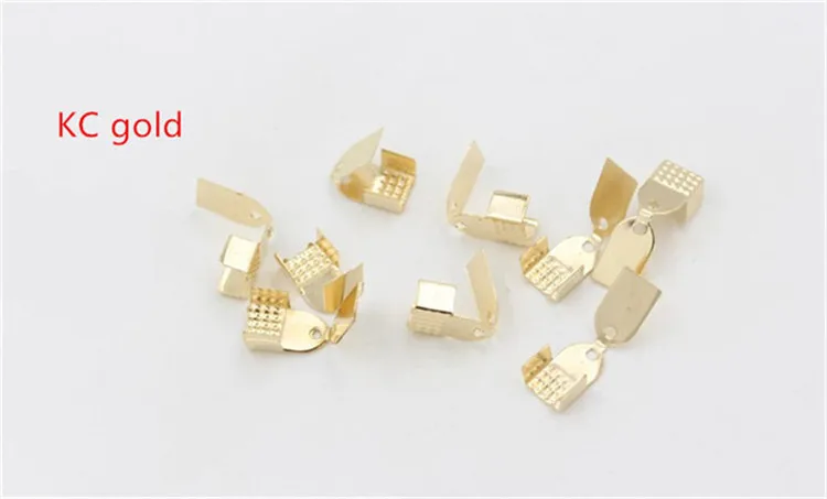 50pcs kc gold plated 50 шт. цвета: золотистый, серебристый металлические зажимы обжимной Конец для ленты заканчивается, кожа, 4/5/6 мм крепежная застежками замшевые конец для колье-чокер делая HK075 - Цвет: 50pcs kc gold plated