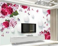 beibehang very beautiful indoor wallpaper rose butterfly 3d stereo tv wall wallpaper for walls 3 dpapel de parede papier peint