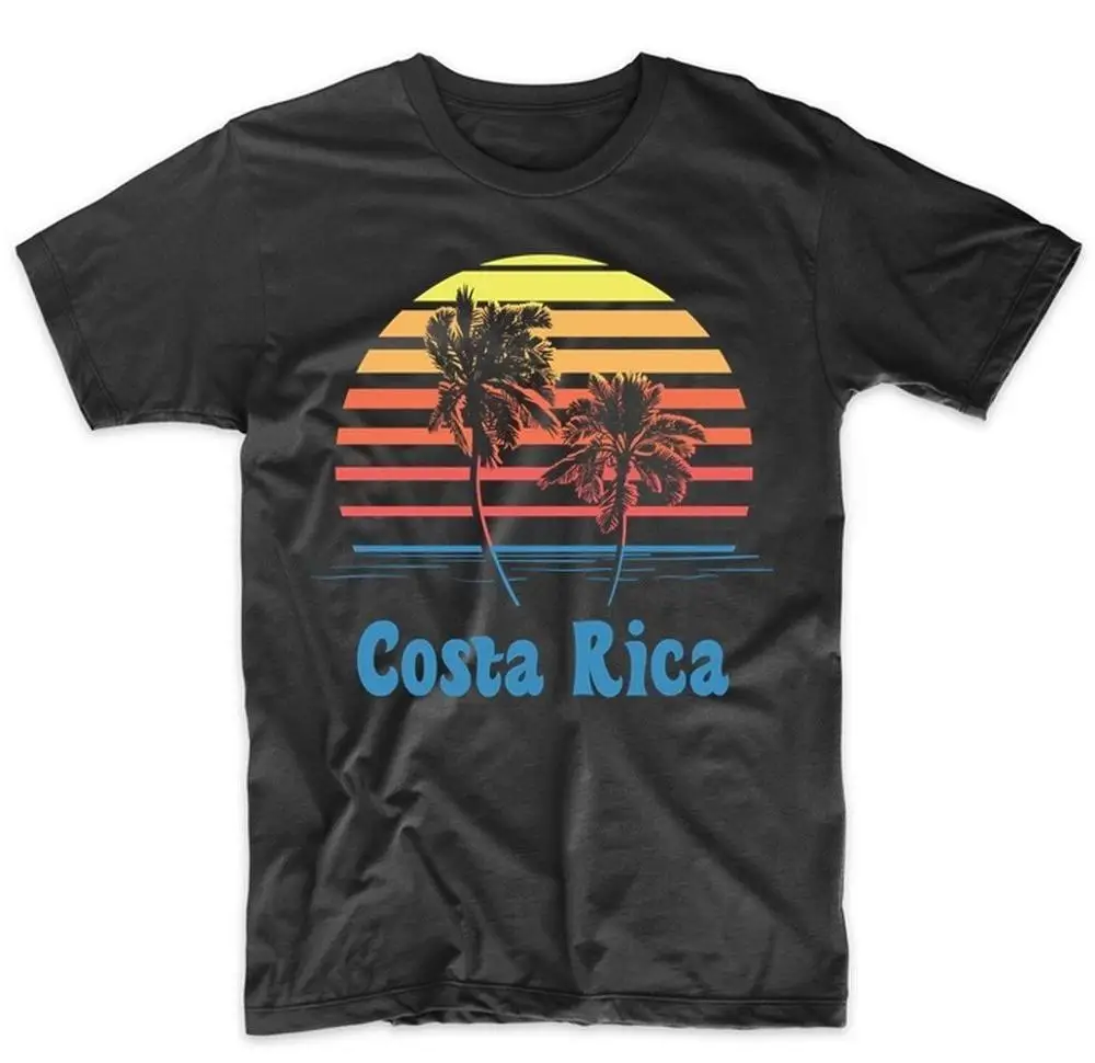 

Retro Style Costa Rica Sunset Palm Trees Beach Vacation T-Shirt Fashion Clothing Men New 3D Printed Cool Offensive Shirts