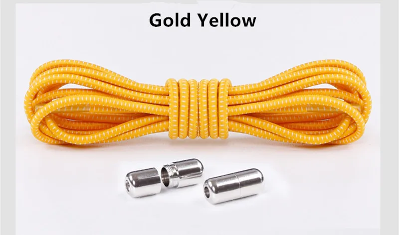 Gold Yellow 100 см цветные эластичные шнурки для обуви, удобная пряжка, цветные эластичные силиконовые шнурки без завязок, шнурки для обуви, шнурки для кроссовок - Цвет: Gold Yellow