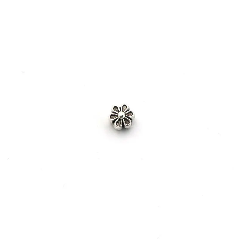 Antique Silver 50 шт. подвеска Антик Винтаж цветок цвета: золотистый, серебристый смешанные металлические бусины, бусины с большим отверстием для конечные бусины в форме цветов, ручная работа, самодельные Украшения, Аксессуары, размер отверстия 1 мм - Цвет: Antique Silver