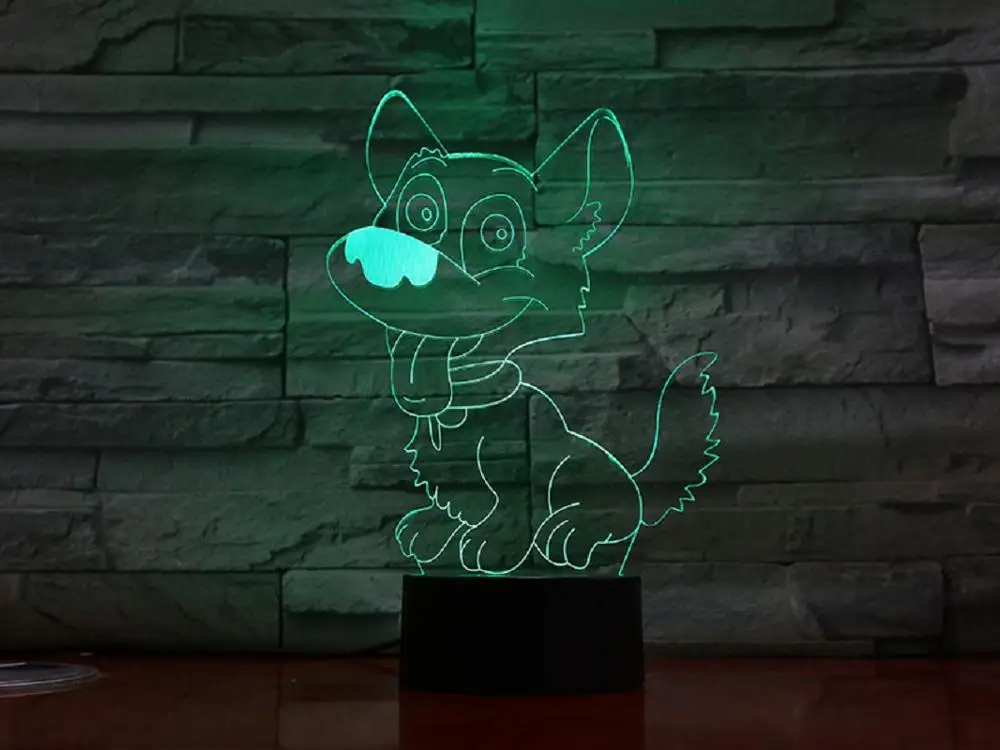 Новая мультяшная собака 3D лампа иллюзия Ночной светильник светодиодная