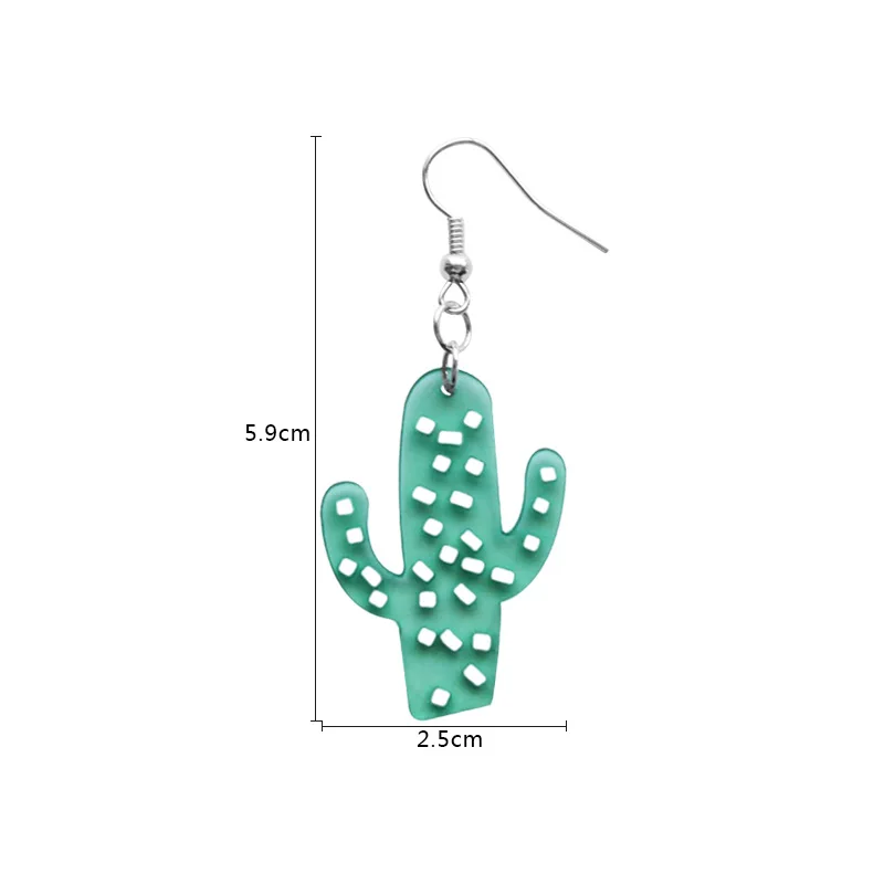 

Daisies Cute Cactus Acrylic Fish Hook Earring Plank Shape Plant Fashion Jewelry For Women Birthday Party Gift