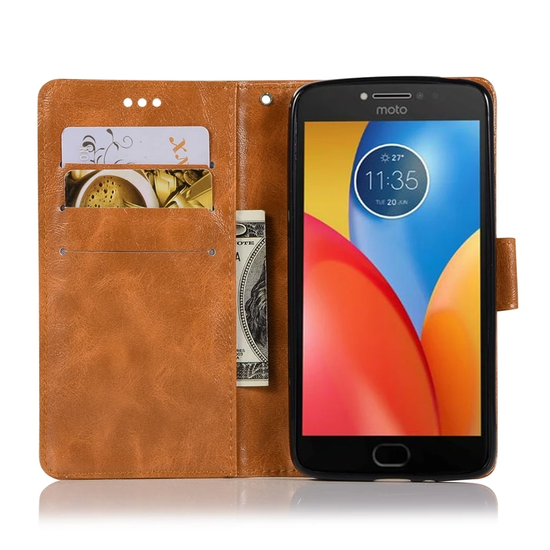 Роскошный чехол для Motorola Moto E4 Plus из мягкого ТПУ и кожи флип-чехол телефона XT1773 Etui