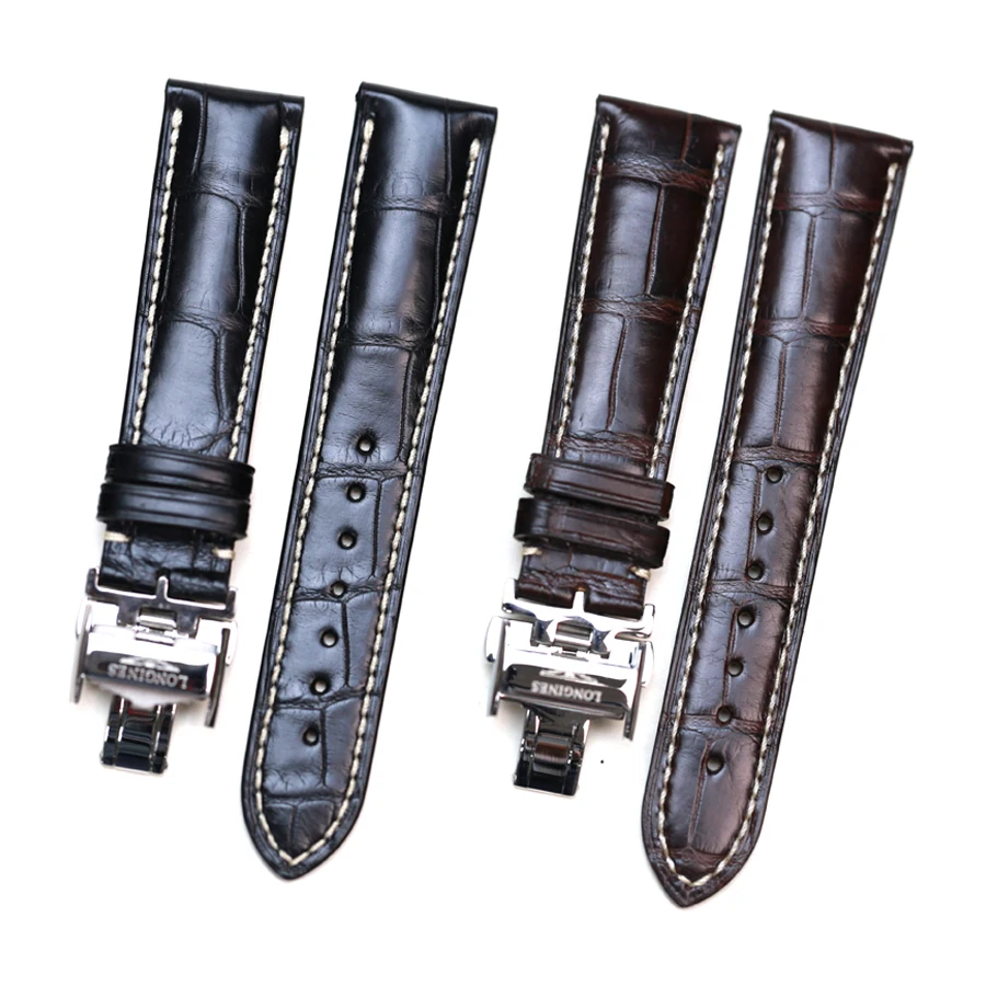 SAUPPO мягкие из крокодиловый кожи Подходит для Longines коллекция мастера ремень для часов пояса из натуральной кожи часы для мужчин браслет