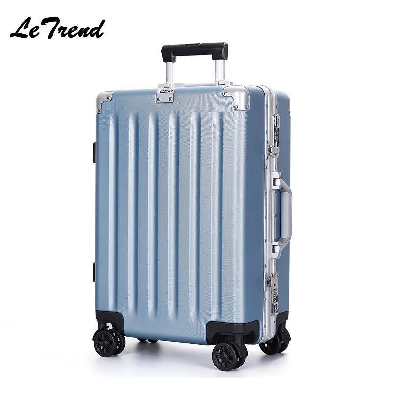 New 20 24 28 Inch Rolling Luggage Aluminium Frame Trolley Solid Travel Bag 20' Women Boarding Bag Carry On Suitcases Trunk