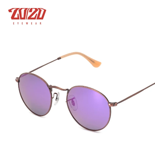 C07 Cinnamon Purple 20/20 Марка Дизайнер Старинные Женщины Круглые Солнцезащитные Очки Моды для Мужчин Поляризованные Металлические Солнцезащитные Очки Shade Gafas cuculos Очки - Цвет линз: C07 Cinnamon Purple