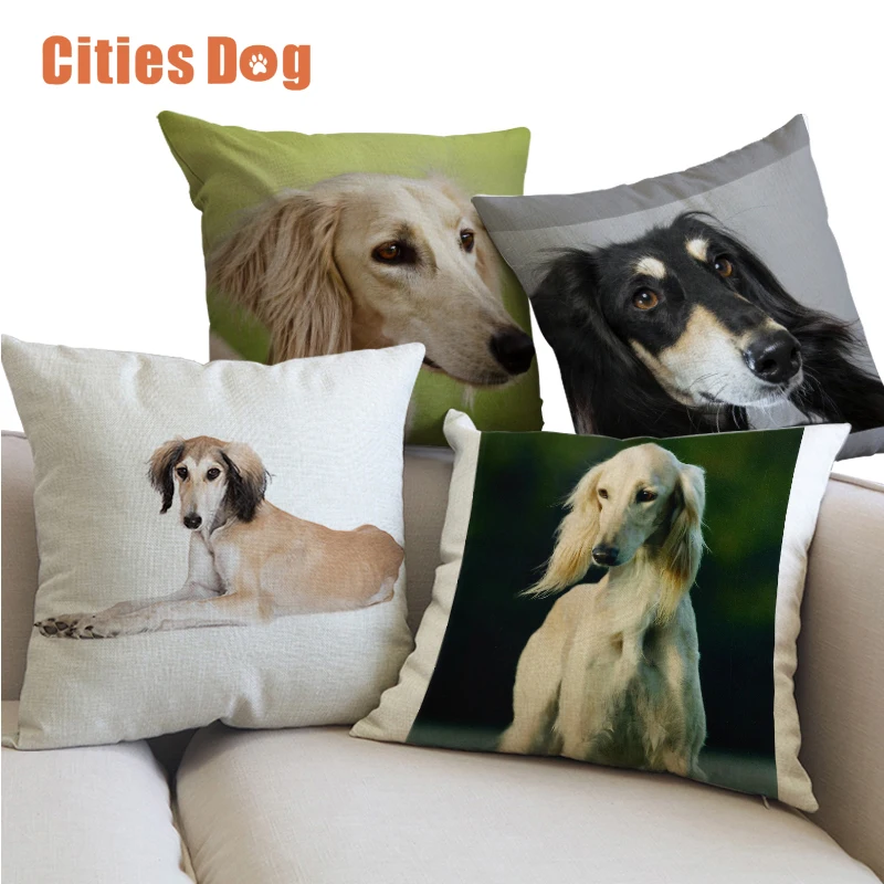 Декоративные подушки cojines coussin decoracion para el hogar linen animal Saluki dog 45х45 см Автомобильная