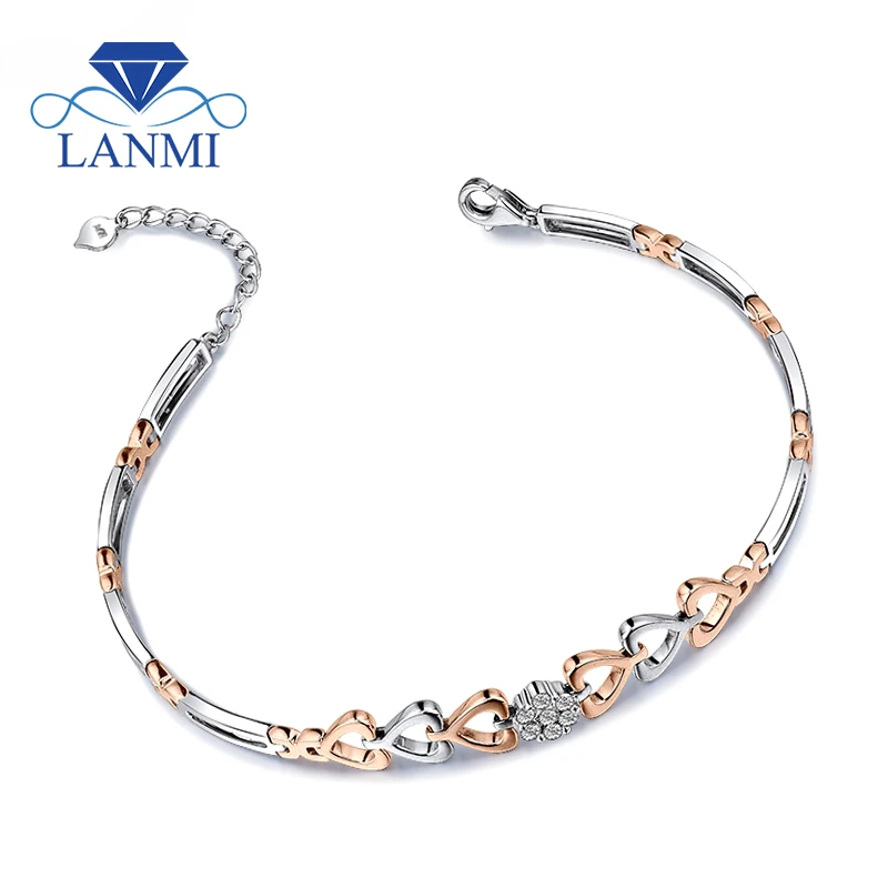 

Lovely Style Heart Shape Solid 18Kt Two Tone Gold Natural Diamond Bracelet,18k Gold Diamond Engagment Bracelets For Women NA0032