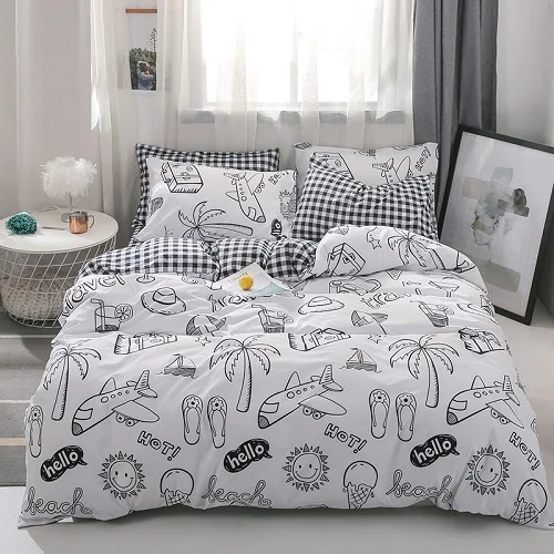 bedding set 2 Ультра мягкий пододеяльник, пододеяльник, простыня, подушка, shams, 3/4 шт., двойной, queen King size, постельный комплект, серый, белый, черный, розовый цвет - Цвет: bedding set 2