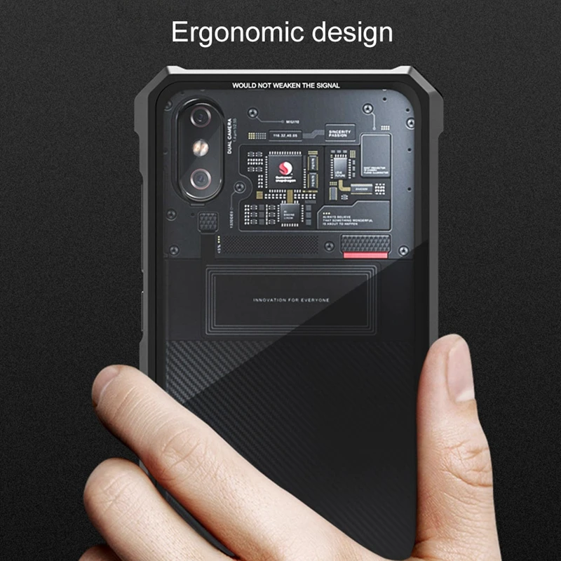 Закаленное Стекло для Xiaomi Mi 8 чехол роскошные назад металлический каркас Броня