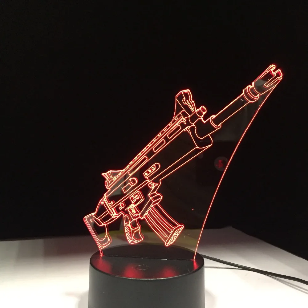 Шрам пистолет сувенир 7 цветов Сенсорная настольная лампа светильник 3D