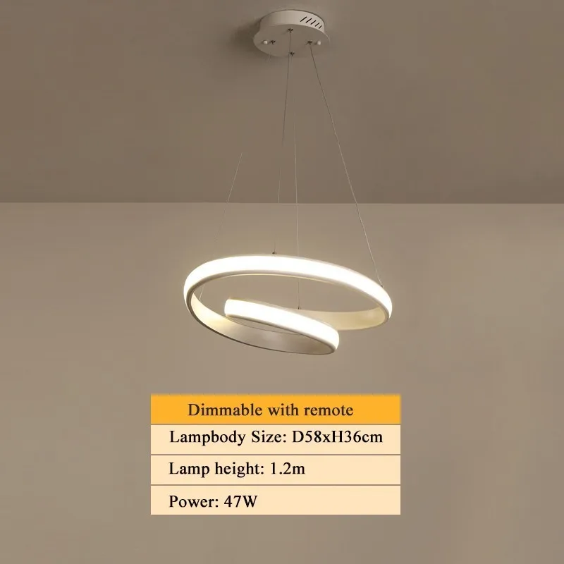 Dimmable D58xH36CM Современный светодиодный подвесной светильник для столовой, гостиной, подвесной светильник, акриловый простой светодиодный подвесной светильник белого и кофейного цвета - Цвет корпуса: Dimmable D58xH36CM