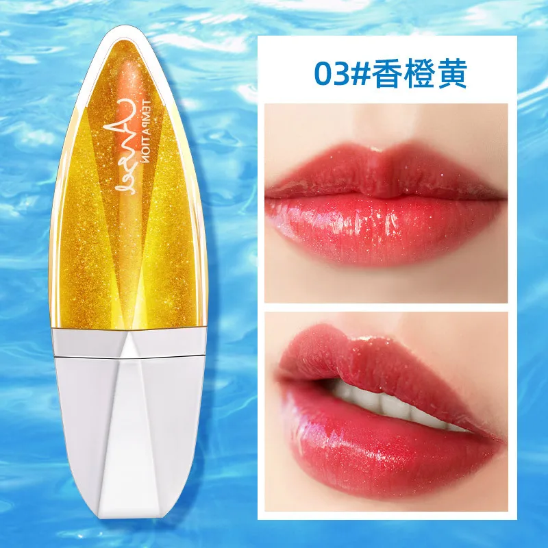 99% Natural Moisturizing Starry Lip Gloss Lipstick Red Color Temperature Transparent Jelly Long-lasting Lip Makeup Lipstick - Цвет: 3 orange