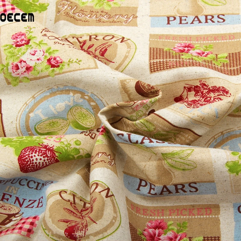 Печатные натурального хлопка Лен Ткань лоскутное белье tissus для дивана Скатерти