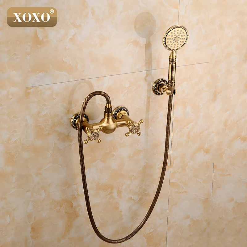 Фото Bathroom Bath Wall Mounted Hand Held Antique Brass Shower Head Kit Faucet Sets 50027B Faucets Bathroom Bath Wall Mounted Hand Held Antique Brass Shower Head Kit Faucet Sets 50027B Faucets