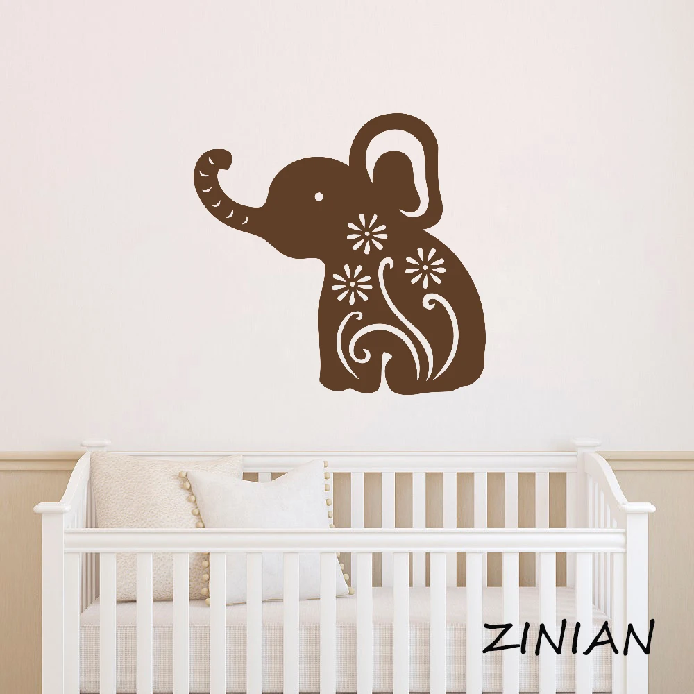 

Baby Elephant Wall Stickers Decal Nursery Room Cute Animal Wall Decals Bedroom 20 Colors Available Wallpapers Bathroom Z517