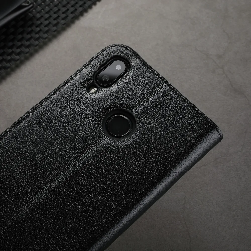 Чехол из натуральной кожи для Huawei P20 Lite раскладной Магнитный чехол телефона с