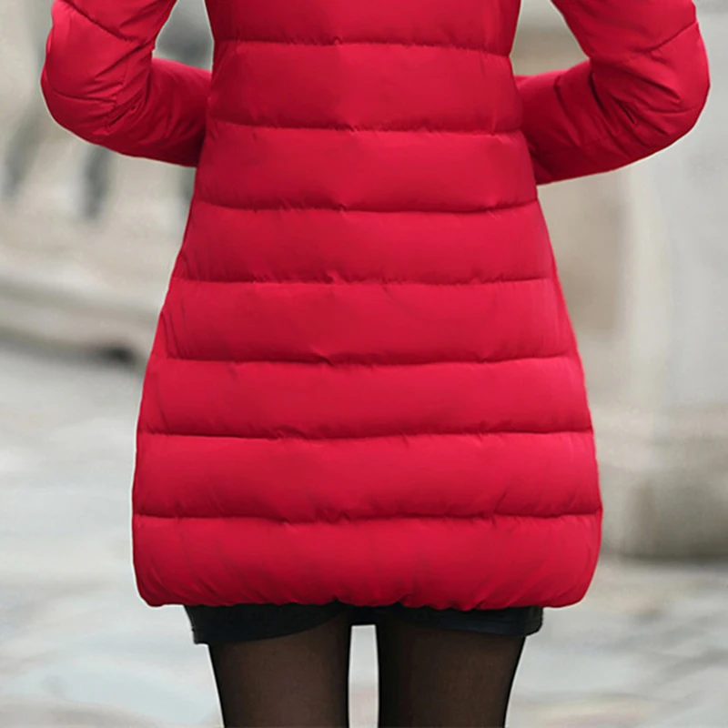 

New Winter Jacket Women Parkas Down Cotton Coat Hooded Fur Collar Thick Cotton Padded Jacket Casual Female Basic Coats K400