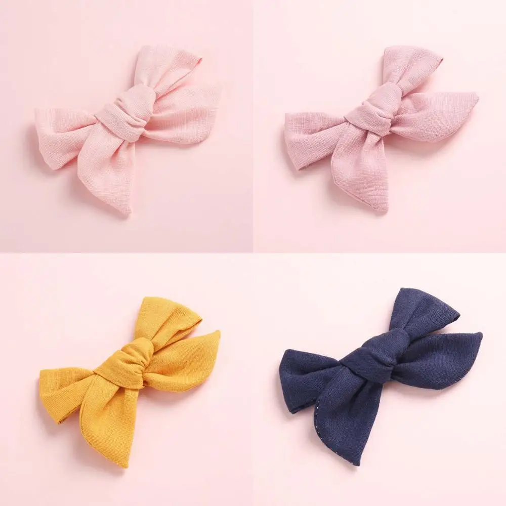 Set 19 with hairclip 4 шт./партия, ручная вязка, хлопок, лен, бант из нейлона, повязка на голову, бант для школьницы, аксессуары для волос - Цвет: Set 19 with hairclip