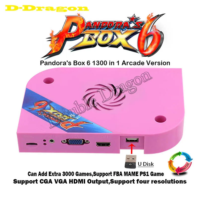 Pandora Box 6 1300 в 1 Jamma версия CRT VGA HDMI материнская плата 1300 в 1 коробка поддержка FBA MAME PS1 Jamma настольная файтинг