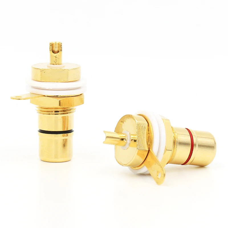 Позолоченный гнездовой разъем RCA крепление на шасси|connectors gold|connector femalechassis connector |