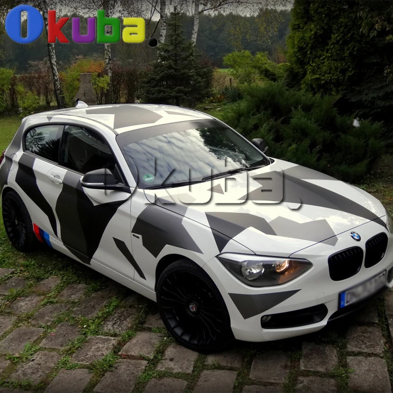 Jumbo черный белый Arctic Camo пленка с воздушными пузырьками городской камуфляж